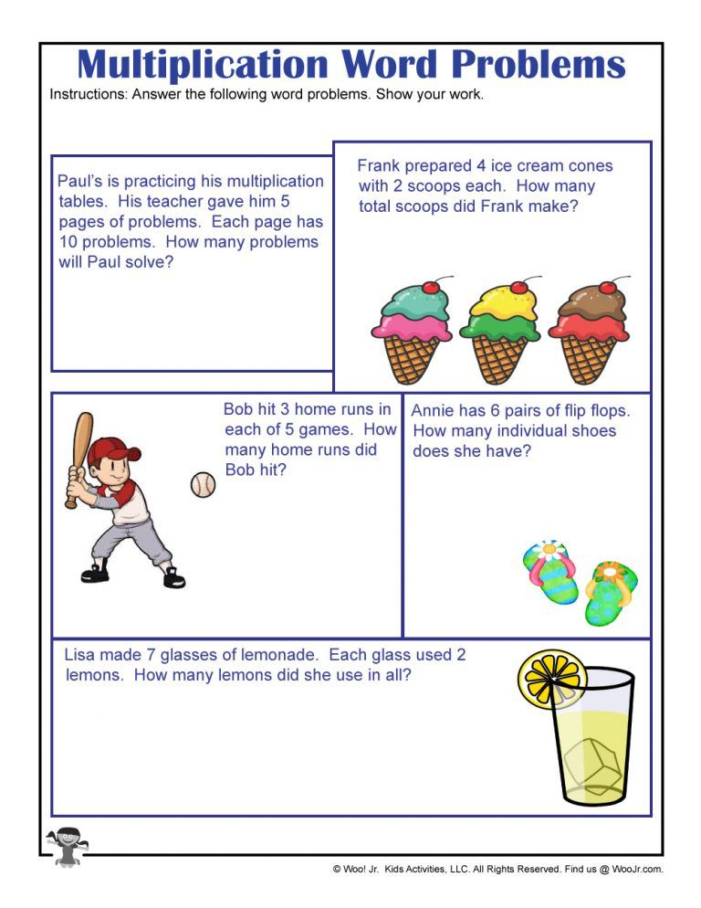 30 Multiplication Story Sums Grade 4