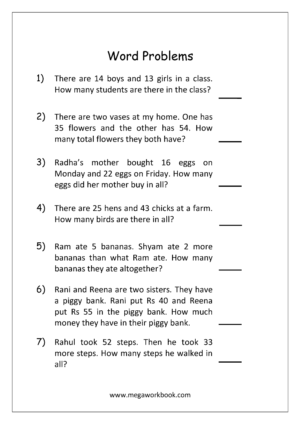 30 Multiplication Story Sums Grade 4