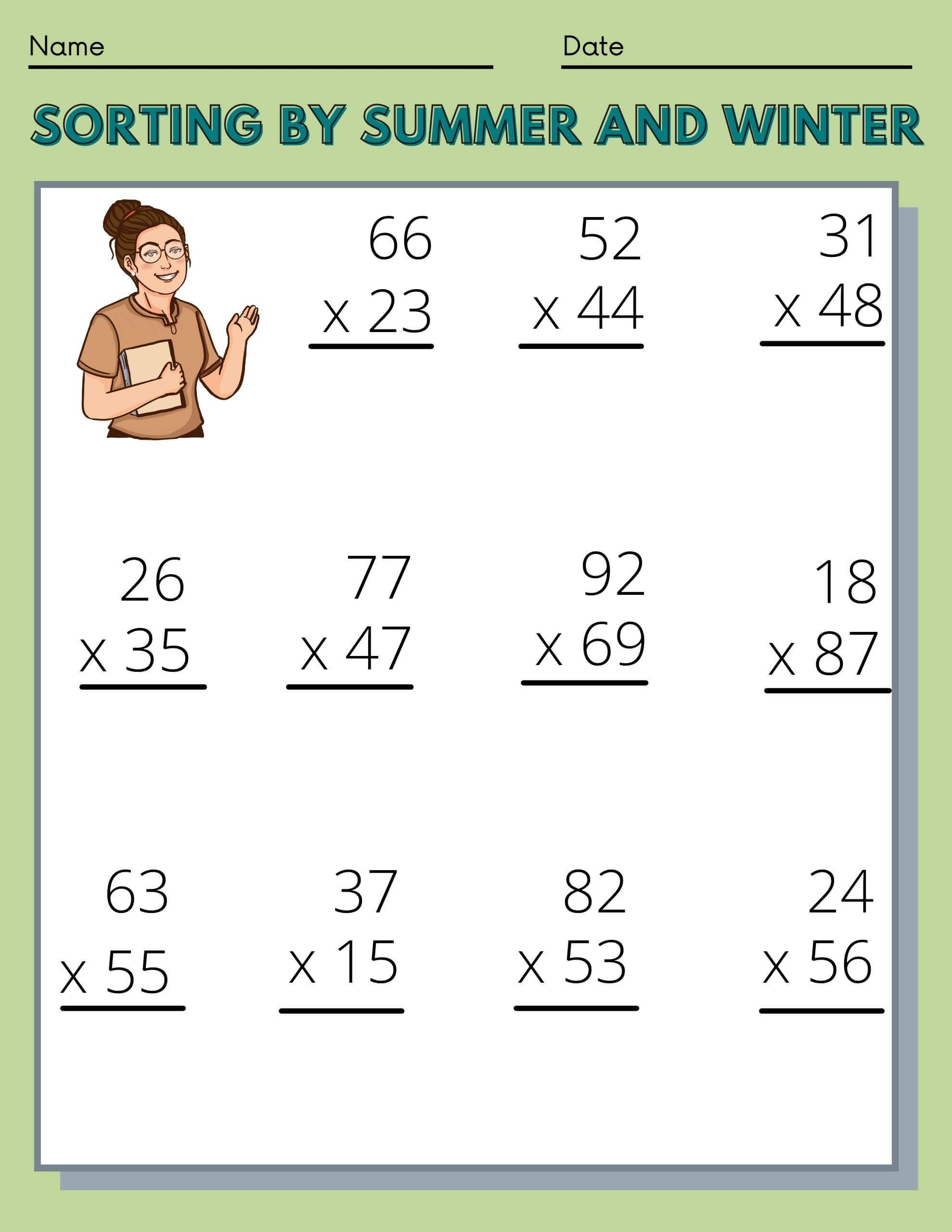 30 Multiplication Story Sums Grade 4