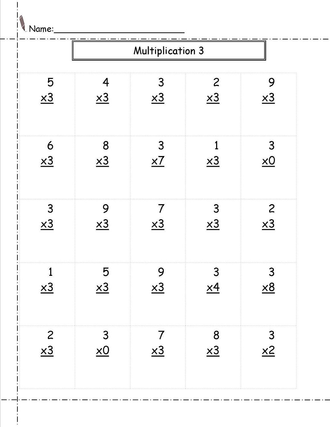 30 Multiplication Table By 3 Worksheet