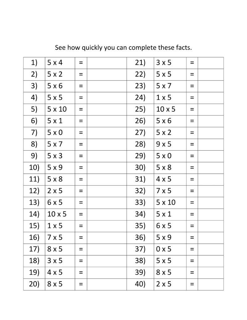 30 Multiplication Table Worksheet Grade 2