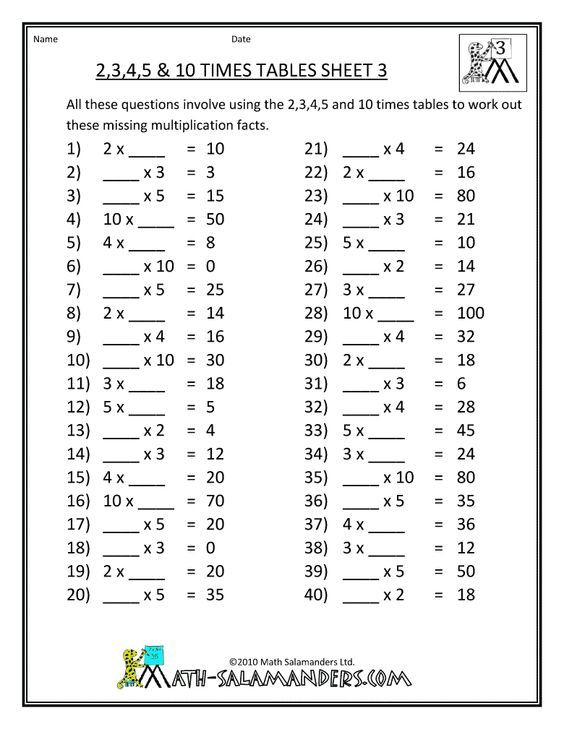 30 Multiplication Table Worksheet Grade 2