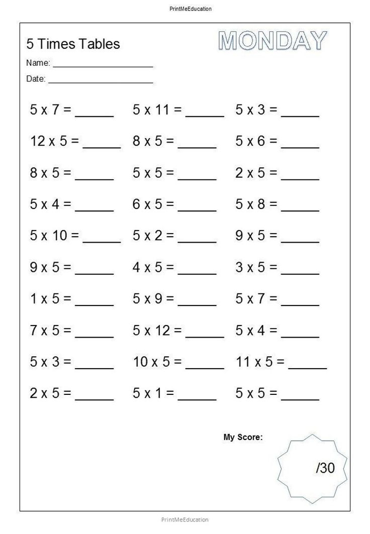 30 Multiplication Table Worksheet Grade 2