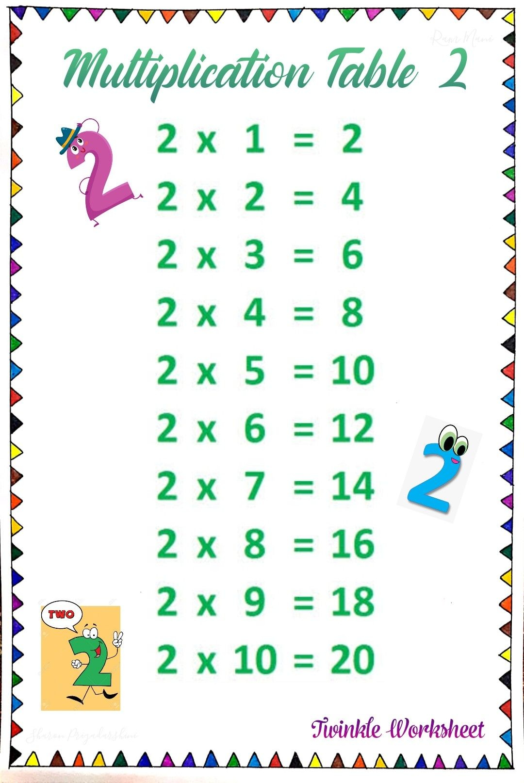 30 Worksheet On Multiplication Table 2