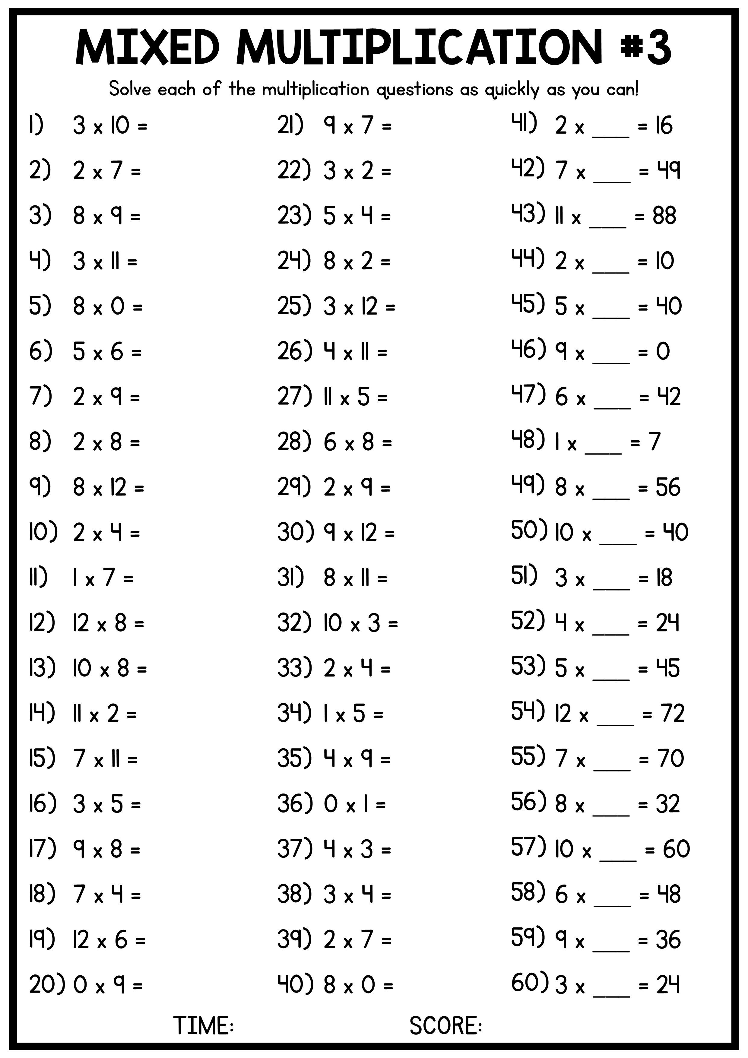 30 Worksheet On Multiplication Table 2