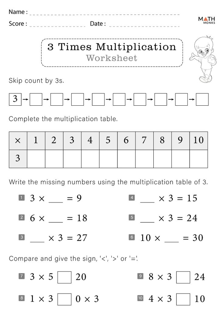 30 Worksheet On Multiplication Table 3