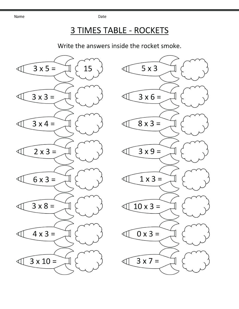 30 Worksheet On Multiplication Table 3